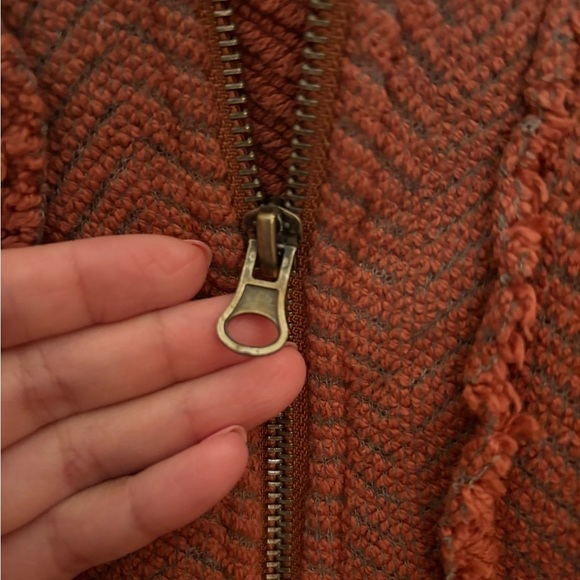 NWT Free People Rust Hooded Cape Zip-Up Jacket/Poncho in RUST - Picture 4 of 8